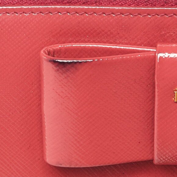 Prada Peonia Saffiano Vernice Leather Bow Zip Wallet 1M0506 - Picture 5 of 9
